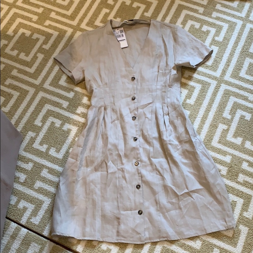 Mango linen tan dress size xs